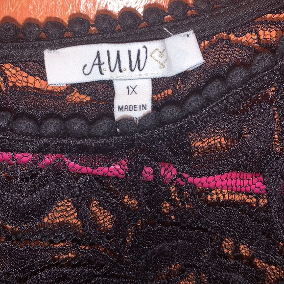 *3 for $25* A U W BLACK DRESS W/ lace top n sleeves Size 1X - Picture 3 of 4